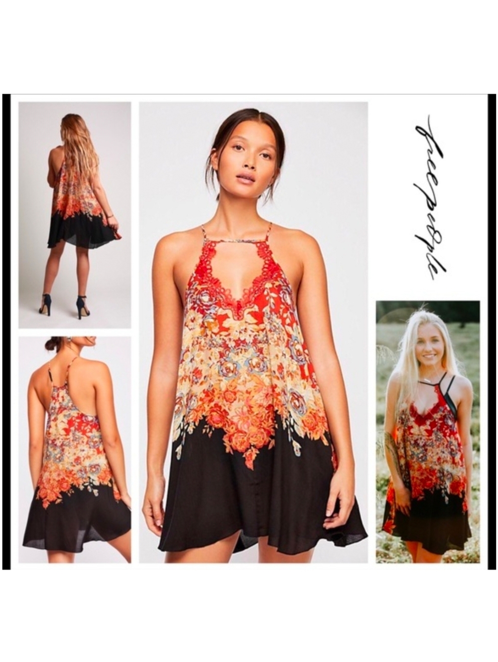 Free People Floral Haze Printed Mini Slip Sz: Small